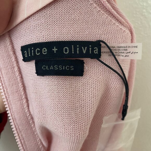 New Alice & Olivia Porla Collared Sweater Pink Wool - Picture 6 of 13